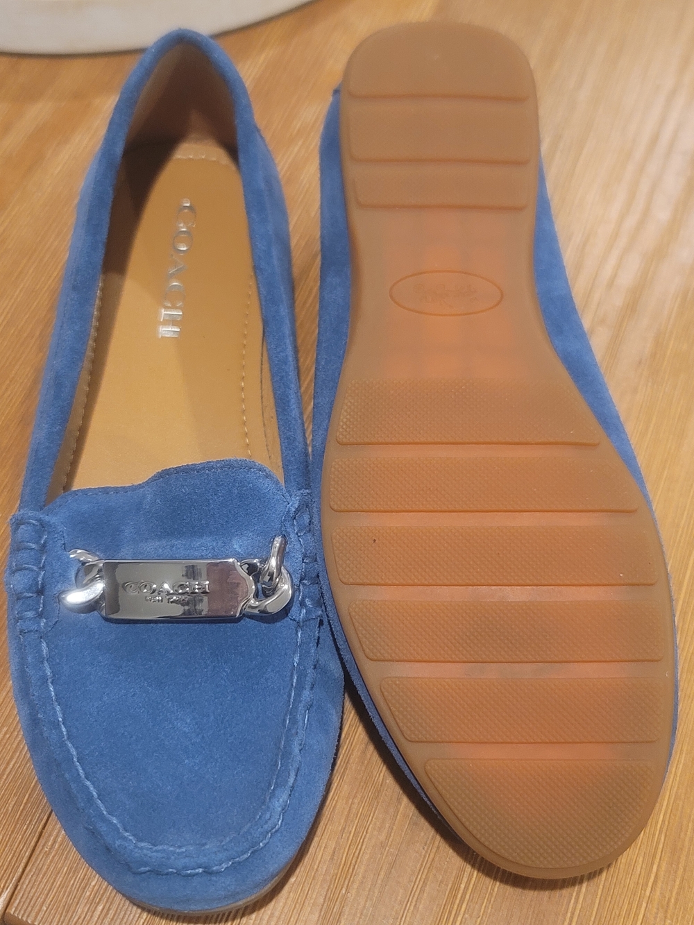 Coach Blue Suede Loafers with Silver Accent 7.5 B - Picture 3 of 10
